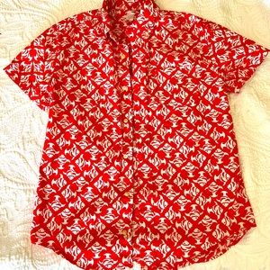Boys Crew Cuts Fish Pattern Short Sleeve Button Down - size 14
